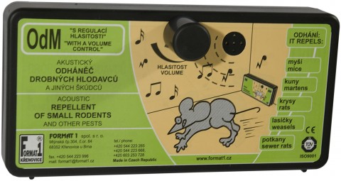 Akustický odpudzovač drobných hlodavcov a iných škodcov ODM s adaptérom
