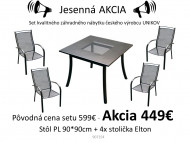 Záhradný set, Stôl PL 90*90cm + 4x stolička Elton