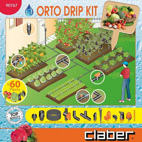 Claber 90767- Zavlažovací systém ORTO DRIP KIT pre 60 rastlín